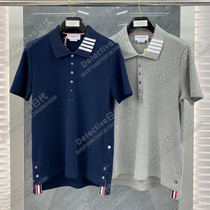 Thom Browne 21 summer TB lapel T-shirt loose neckline four-bar knitted POLO shirt short-sleeved men and women