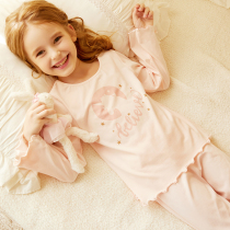 RoseTree childrens pajamas female spring and autumn cotton thin summer girl suit cute girl baby home clothes