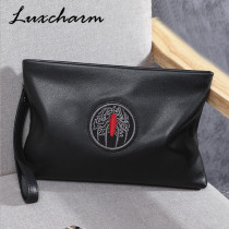 Luxcharm2022 new hand held bag mens large capacity lambskin wave fashion envelope hand grip bag soft leather genuine leather