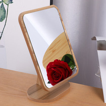 Wooden desktop Desktop make-up mirror ins wind minimalist horizontal and vertical dual-use wood mirror Student Dormitory Single-sided Dresser
