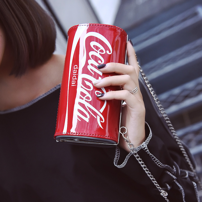 韩国自制限量可口可乐易拉罐包mini单肩斜挎包链条女包手拿可乐包