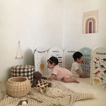 ins Korean early education cognitive three-dimensional fence alphanumeric animal pinyin color game cardboard small house shape