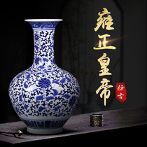 Jingdezhen ceramic vase Living room ornaments large antique blue and white porcelain bottle Chinese home TV cabinet decorative vase