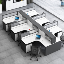 Office Staff Desk chair 4-place computer desk brief modern multi-person position screen partition Employee card holder