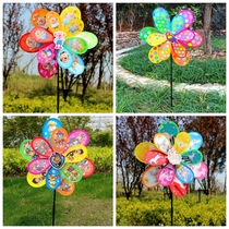 Outdoor property decorated childrens plastic traditional toy cartoon double-storey large six-color dot windmill stall hot selling