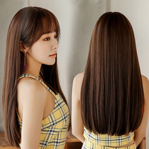 Wig female long straight hair round face net red clavicle hair long temperament repair face long curly hair big waves cute medium long hair
