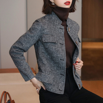  FENPERATE 2021 autumn new light luxury retro fashion commuter double-sided cashmere chidori jacket women