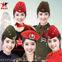 Brand military cap National Army ship hat sailor hat Russian female soldier beret square dance red and green performance soft cap