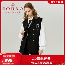 Zhuo Ya weekend 2022 spring new commuter chain decoration double-breasted suit vest EJWCAQ75