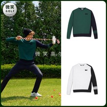 South Korea WAA* 2021 autumn winter new round collar matching color golf suit mens hooded sweatshirt GOLF