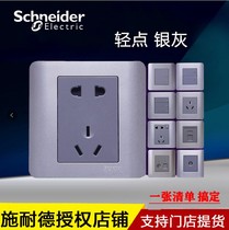 Schneider switch socket panel light silver household one open five hole usb socket power air conditioner 16A net visual White