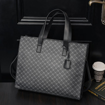 Hong Kong leather Korean version of horizontal fashion tote bag with zipper trend crossbody Hand bag shoulder bag for men and women