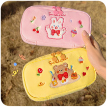 ins multifunctional pencil case cute super cute large capacity Japanese girl plush middle school students junior high school stationery pencil box