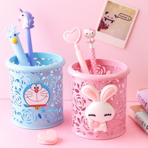 Korean stationery Cute ins Japanese girl small pen holder Creative fashion cartoon office storage box desktop ornaments