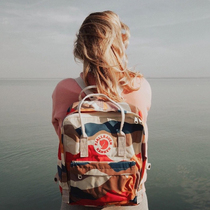 Swedish arctic fox fjallraven backpack kanken art backpack camouflage fable spring and summer landscape