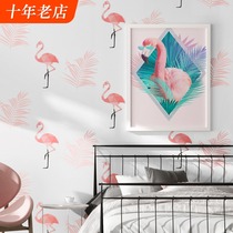 Nordic style flamingo wallpaper ins warm bedroom living room paper home non-self-adhesive TV background wallpaper