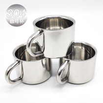 Mini white teacup anti-drop Cup coffee cup with handle boiling water stainless steel outdoor Cup double-layer tea