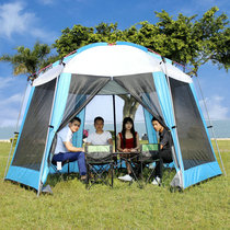 Outdoor double canopy hexagonal tent sunshade mosquito-proof gauze net rainproof pergola picnic fishing beach tent