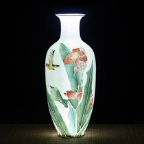 Bird-language flower fragrant glaze Lower color hand-painted artificial beauty master Yuan Shuang Handmade Porcelain Bottle Artwork Chinese Vase Pendulum