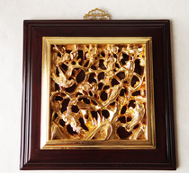 Chaozhou Gu Liuxi wood carving Camphor wood paste gold wall style Happy on the eyebrows can be engraved gifts