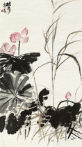 Art micro-spray Wu Changshuo (1844-1927) powder load 30x53cm