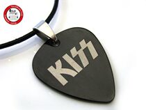  GsusMusic Titanium Steel High-Grade Metal Guitar Pick Necklace KISS KISS Band(Cool Black)