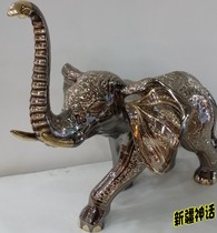 Pakistan bronze crafts 28-inch fine carving color dot elephant hand carving imported auspicious wish