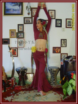 Belly dance brand original long sleeve imported elastic cotton shoulder buckle finger top small ya private development AS21