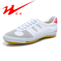 Double star men and women canvas shoes black and white middle-aged morning exercise fitness shoes Rubber shoes middle-aged square dance shoes sneakers