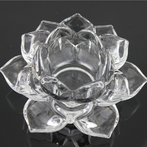 Transparent crystal glass color lotus candlestick candle holder for Buddha lamp Lotus lamp Home decoration craft ornaments