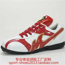  Baseball shoes coach shoes training shoes factory custom direct sales rubber sole broken nails softball shoes red and white