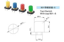 B3F Tact switch button cap 12*12*7 3 Blue Red Yellow white(small round height) 801-5