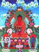 The portrait of the Buddha and the Bodhisattva of the three holy Buddhas in the West.