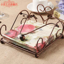 European Wrought iron tissue holder Kitchen restaurant storage napkin holder Bronze red copper vintage tissue holder