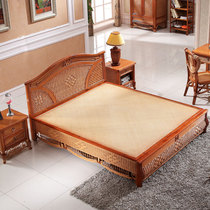 Real rattan bed Rattan wood bed One meter five rattan art single double bed One meter eight rattan woven Chinese style large 1 8 meters rattan bed