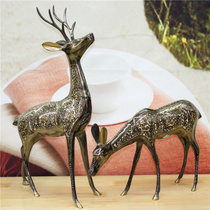 Pakistan bronze handicrafts direct sales bronze sculpture animal 24-inch couple Fushou Fu Gui pair of deer BT496