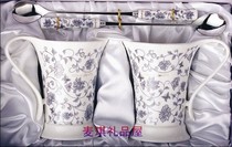 South Korea imported kitchen tableware TOPMATE wedding gift gift couple bone china pair water cup butterfly gray gift box