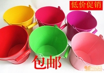 Candy color size iron bucket Childrens beach toy color gardening iron bucket bucket Pastoral style flower pot pen holder