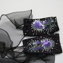 Rose dance 99 black ribbon purple sequined embroidered ballroom dance arm set