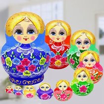 Matryoshka Russian ten-layer childrens gift pure hand-painted crafts to send friends Basswood 10-layer 202