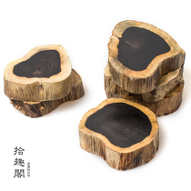 Log sliced tea pot mat Ebony Rosewood red sandalwood solid wood whole wood tea mat tea tray coaster large Cup kung fu tea accessories