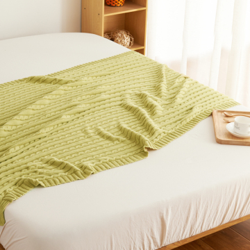 唐朵全棉针织麻花毛线薄盖毯沙发毯办公室午睡休闲小毯子车载用毯