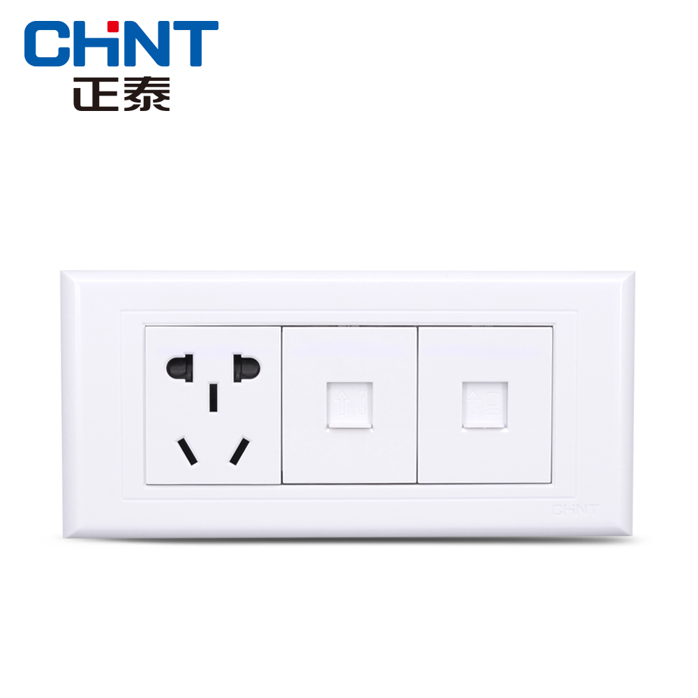 Zhengtai Switch Socket Panel 118 NEW5G Series 3-1 Plug+Telephone+Computer Small Five Holes
