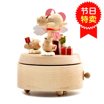 Taiwan Jeancard music box flying pig wooden rotating music box graduation festival birthday gift ladies creative