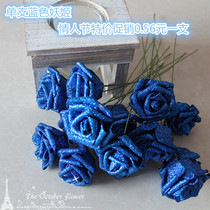 6 cm with rod gold powder Rose Flower Single blue Demoneky Fake Flowers Emulated Flowers Valentines Day Private Flower