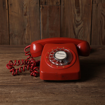 Antique second-hand old phone vintage 80s red old dial telephone nostalgic collection bar decoration