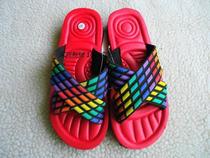 Hong Kong imported classic fashion Rainbow lightweight womens slippers Cross light bubble womens home comfortable flat slippers