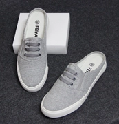 Новые легкие небольшие ботинки холст обувь белые туфли женские модели корейского приливной ленивый обувь Баотоу - перетащить весной и летом обувь с Девушкой