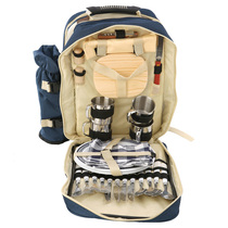 Outdoor multi-function insulation refrigerator bag Portable multi-person picnic bag shoulder-back picnic bag with cutlery