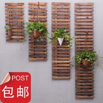 Solid wood made wall Wall Decoration Wall-mounted balcony wall-mounted grid Climbing Vine Flower Racks Outdoor Carbonated Embalming Wood Fence